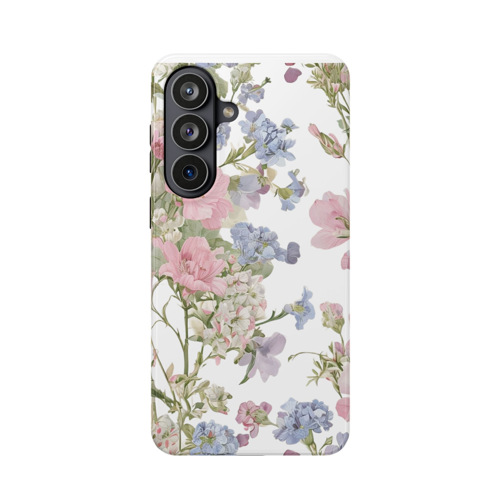 Pink & Blue Wildflower Phone Case — Vintage Cottagecore MagSafe Tough Cover