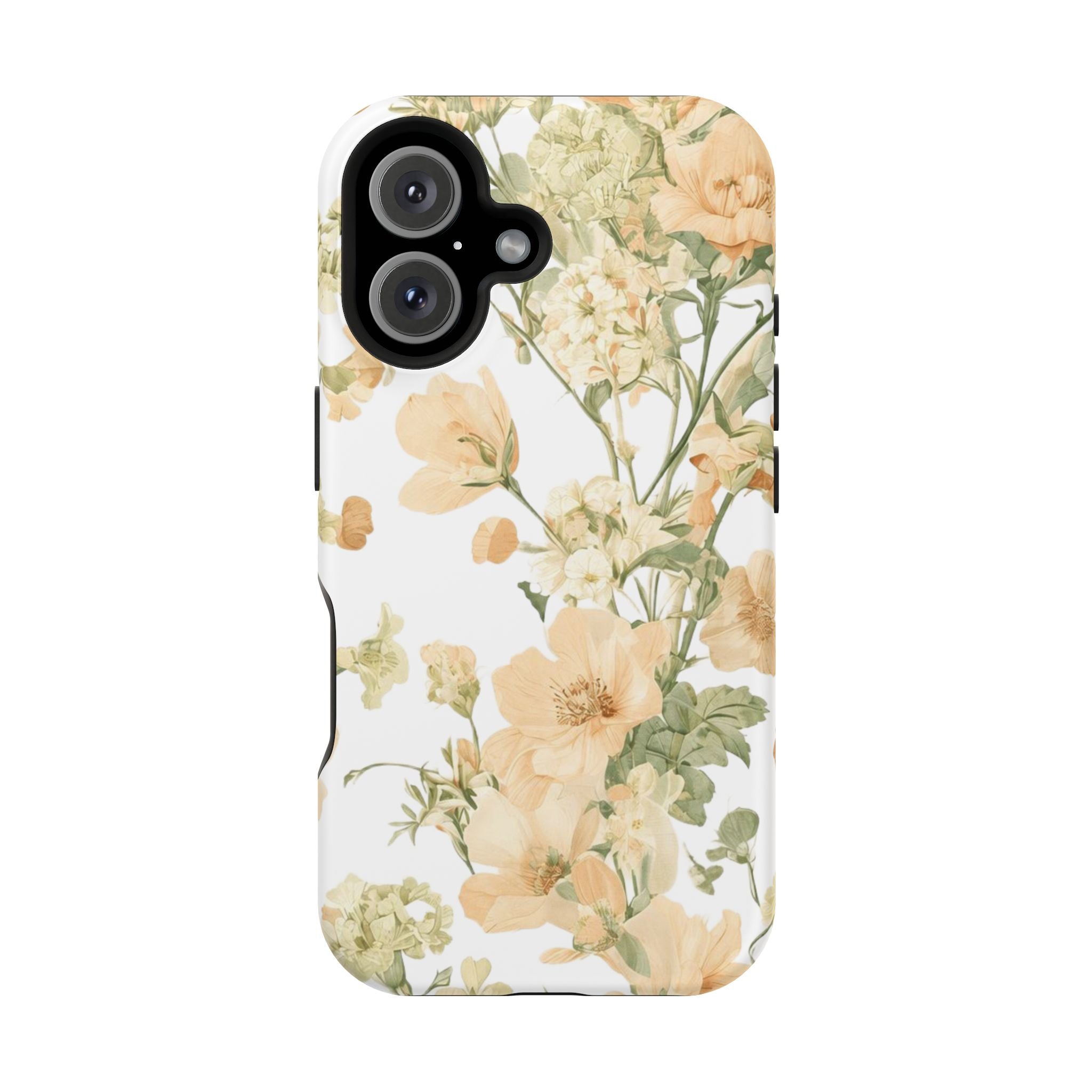 Peach Vintage Floral Phone Case — Cottagecore MagSafe Tough Cover