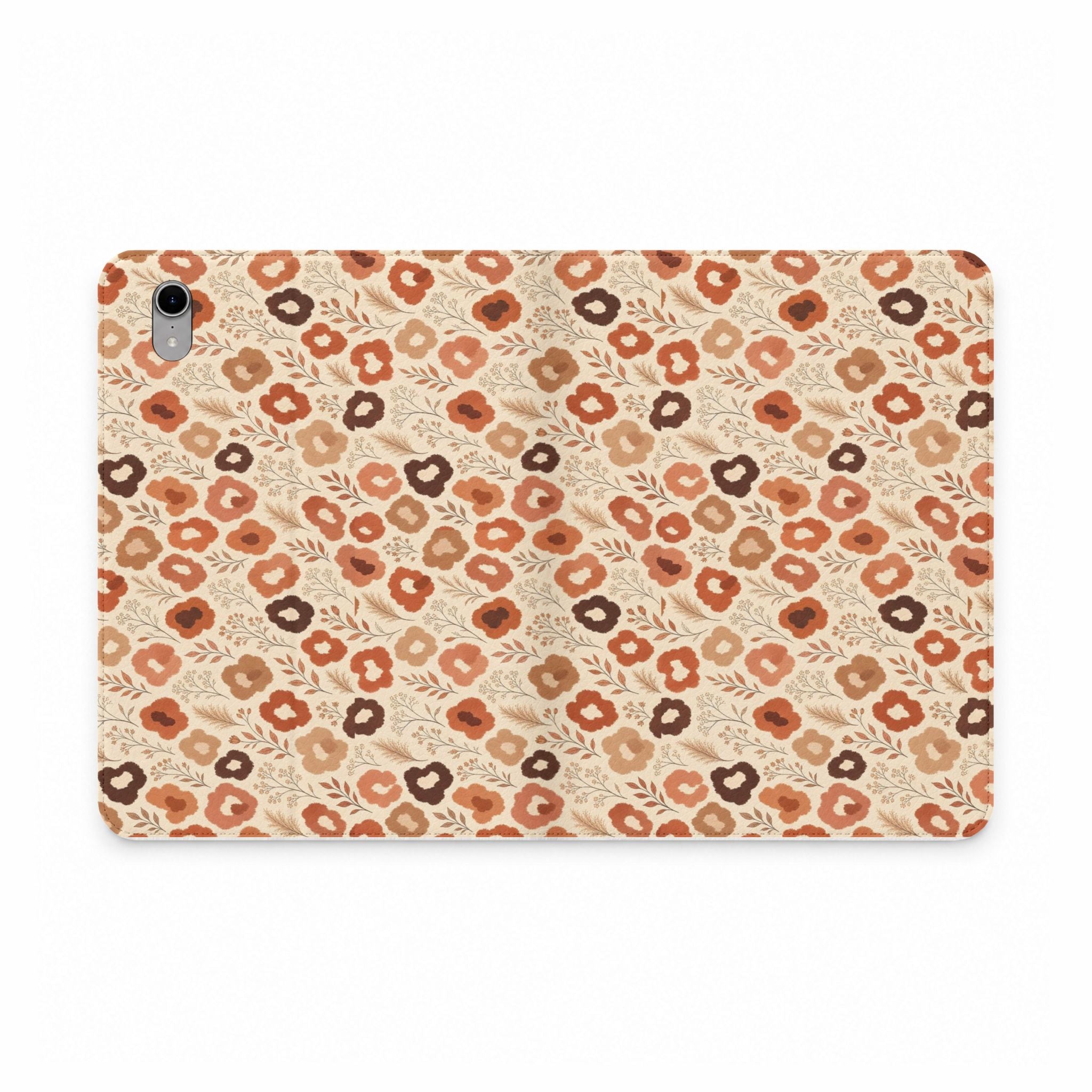 Terracotta Wildflower iPad Folio Case | Boho Neutral Floral Tablet Wallet Cover