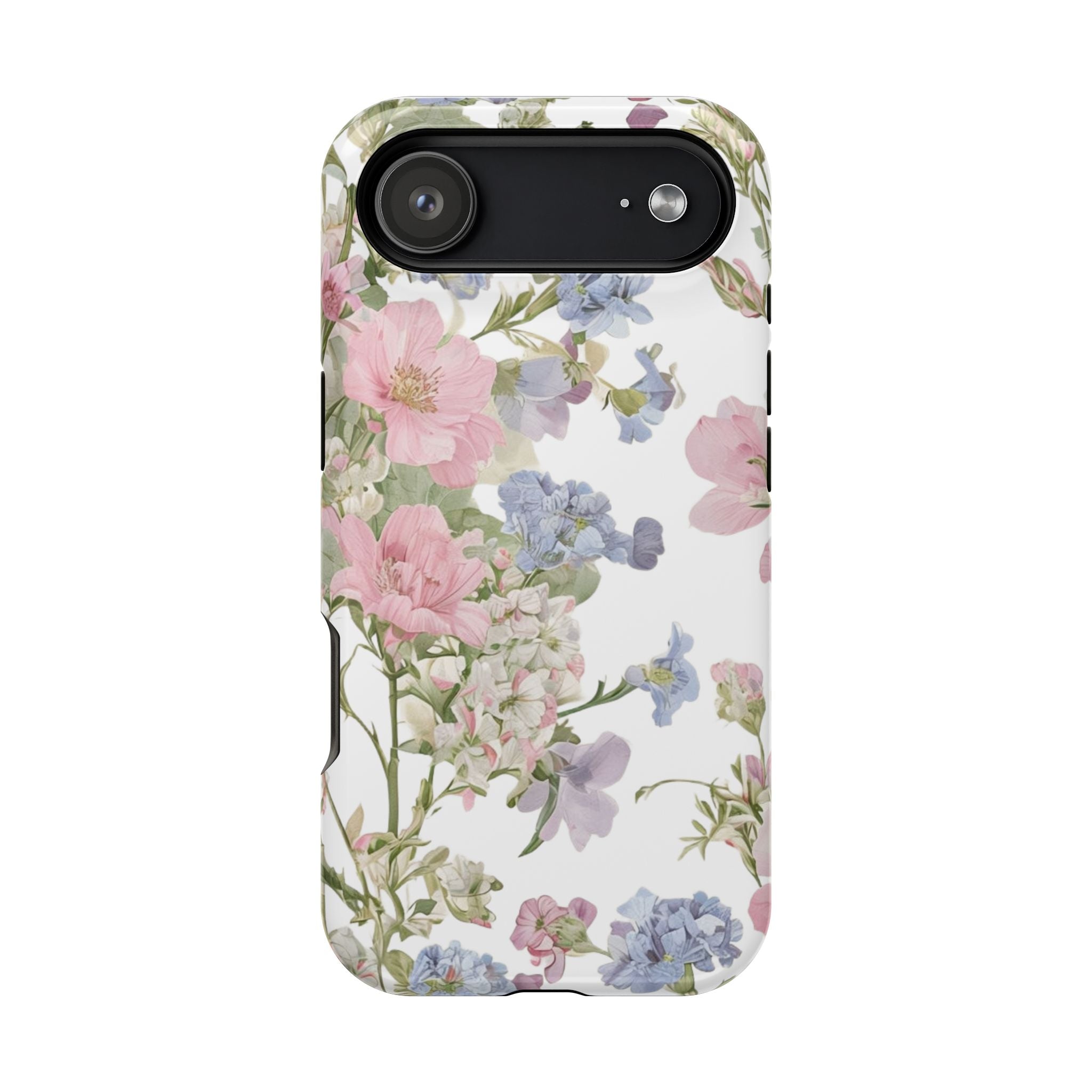 Pink & Blue Wildflower Phone Case — Vintage Cottagecore MagSafe Tough Cover