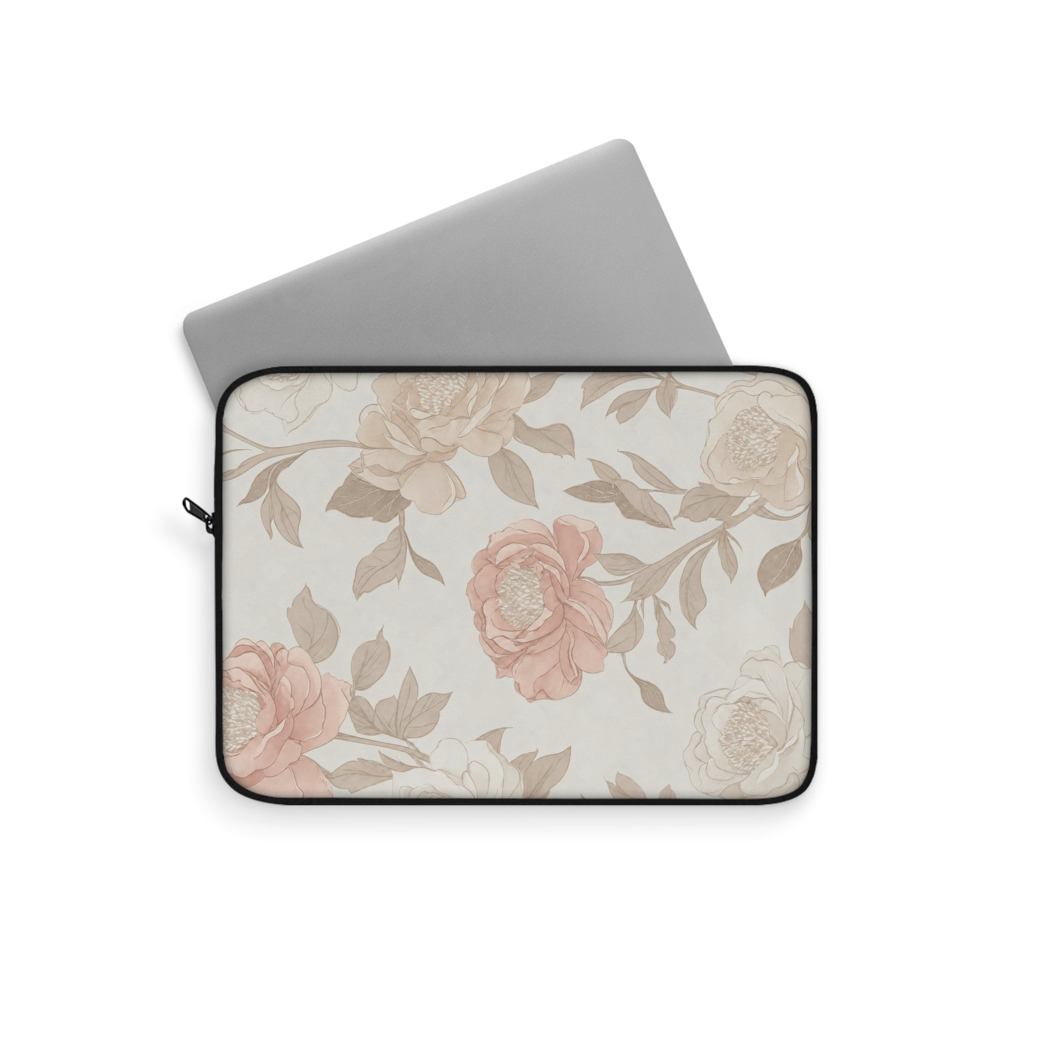Floral Vintage Laptop Sleeve — Blush Rose Print Protective Case