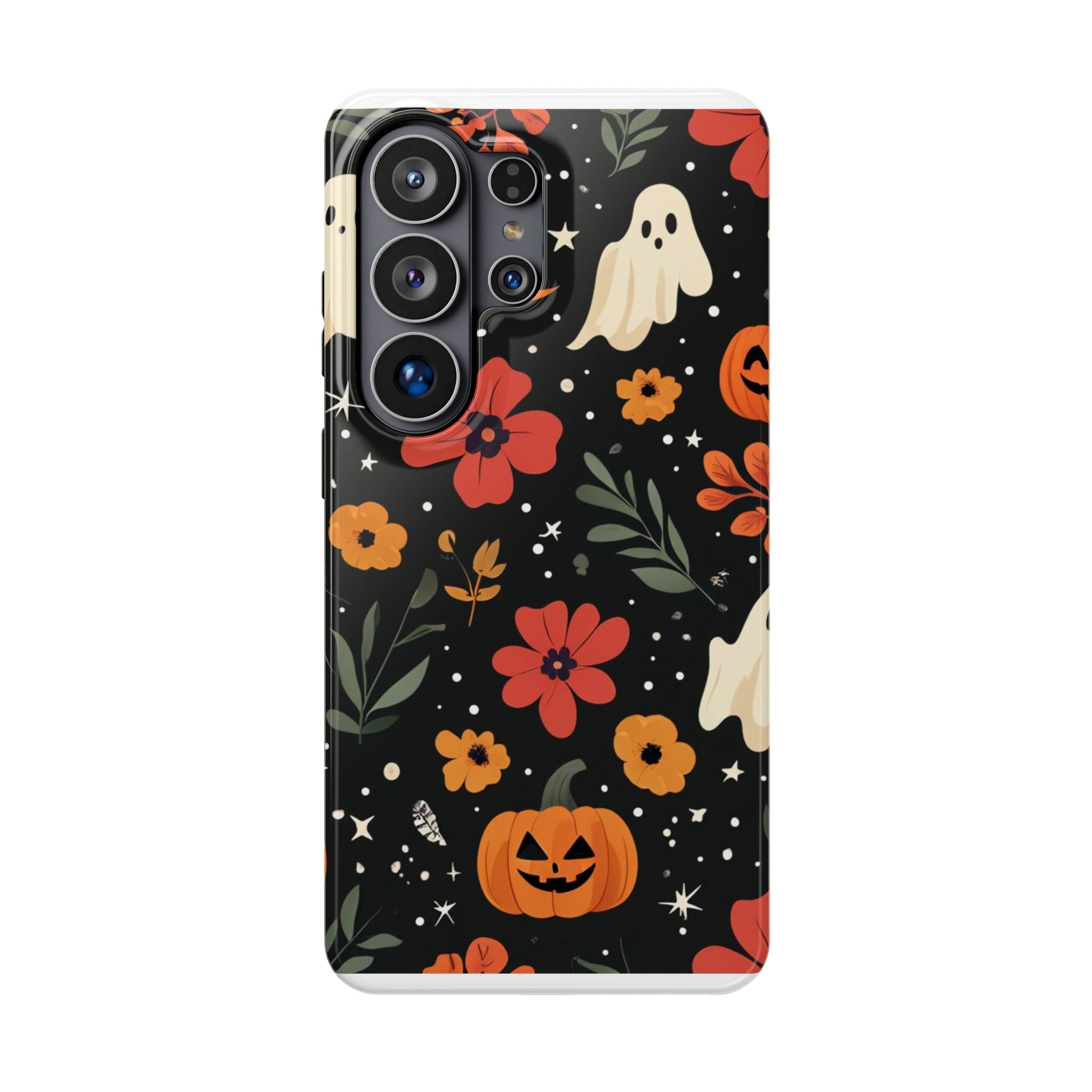 Halloween Ghost & Pumpkin Floral Phone Case — Spooky Cottagecore MagSafe Tough Cover