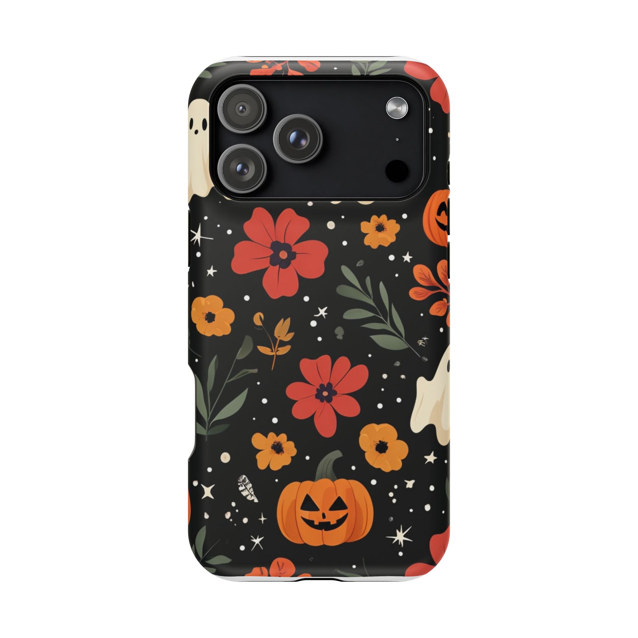 Halloween Ghost & Pumpkin Floral Phone Case — Spooky Cottagecore MagSafe Tough Cover