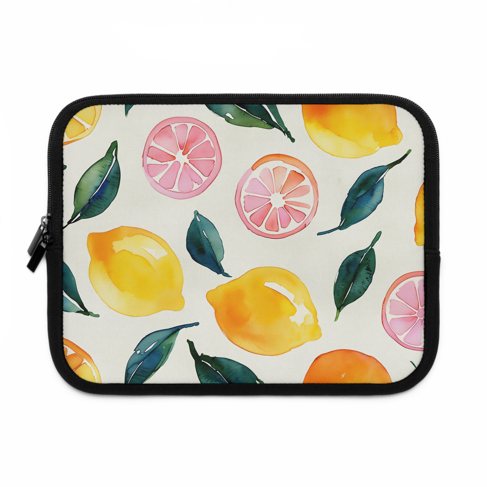 Watercolor Citrus Laptop Sleeve | Lemon Grapefruit Hand-Painted Tech Cover