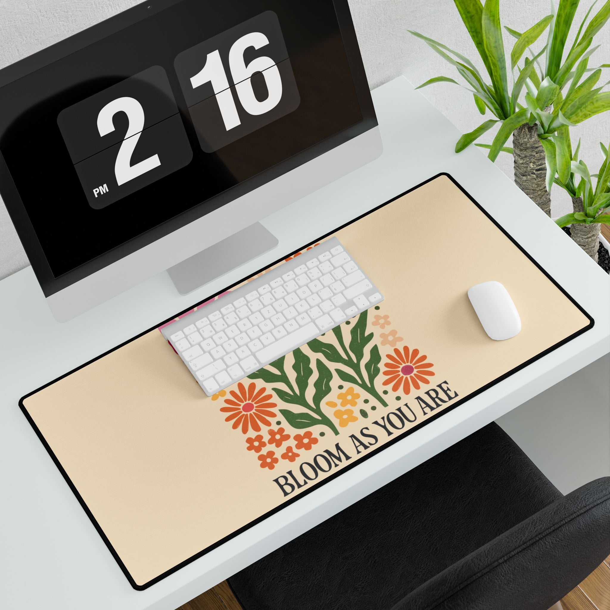 Bloom As You Are Floral Desk Mat | Earthy Botanical Mouse Pad for Cozy Workspaces