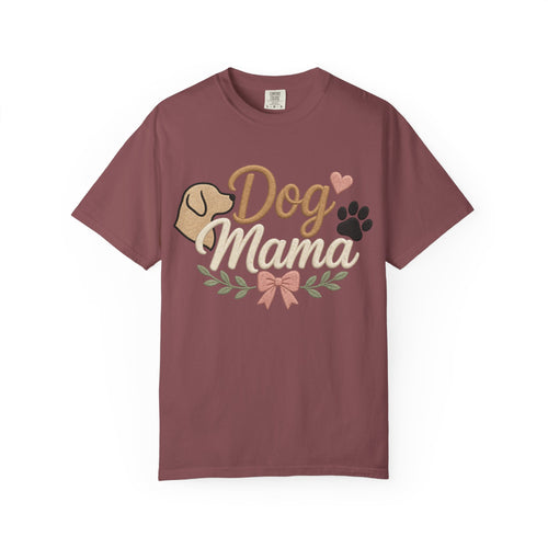 Dog Mama Paw Print embroidered patchwork T-shirt | Dog Mom Shirt