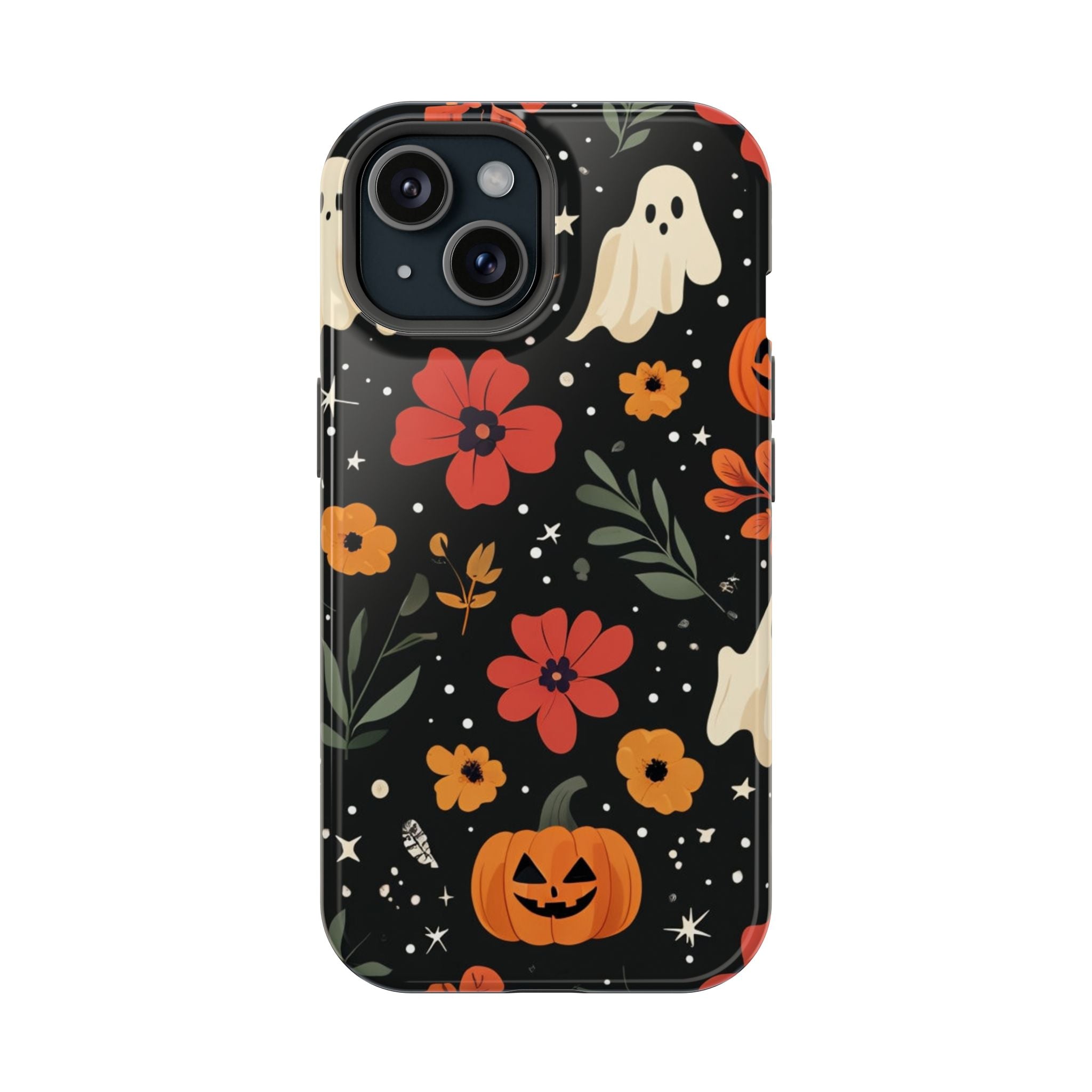 Halloween Ghost & Pumpkin Floral Phone Case — Spooky Cottagecore MagSafe Tough Cover