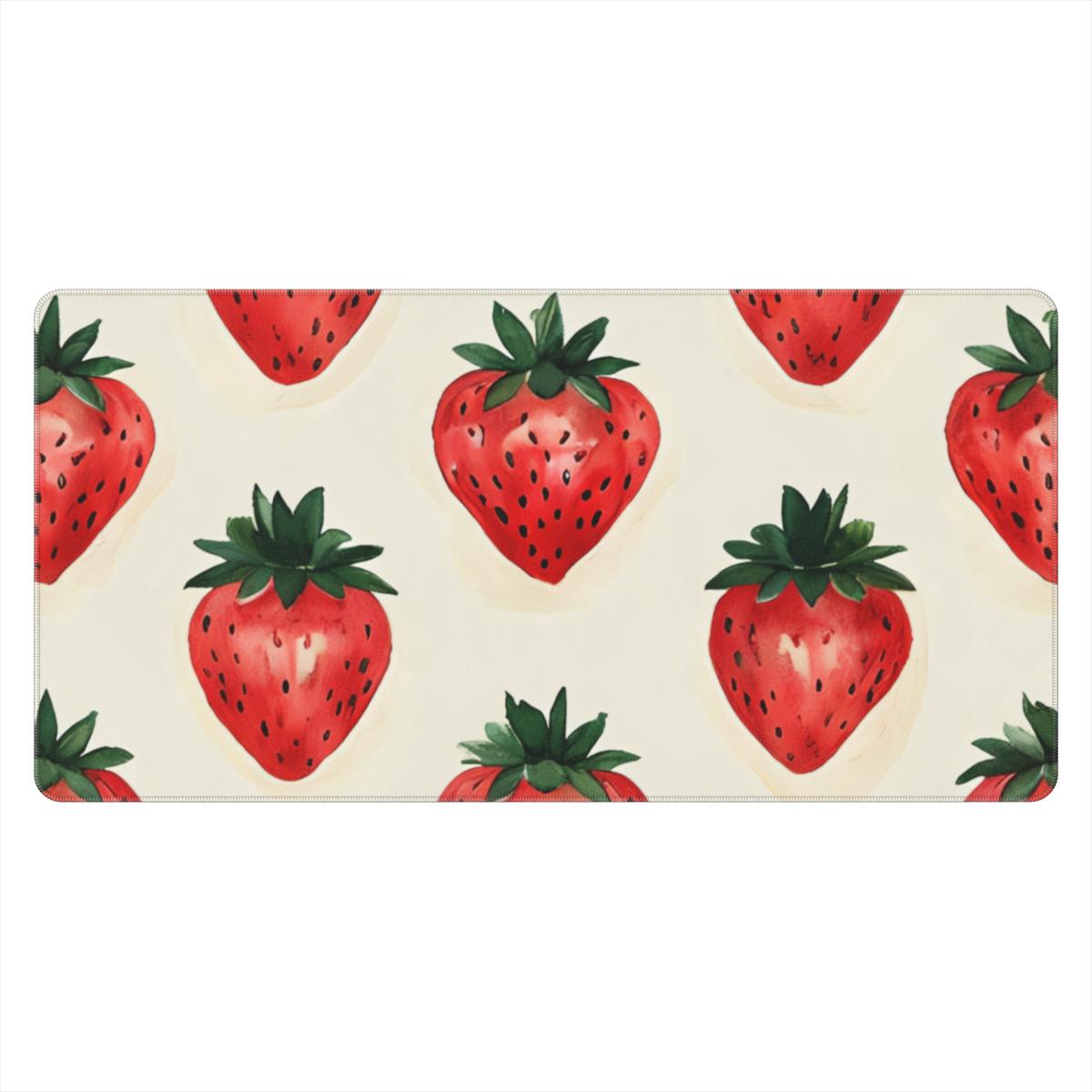 Strawberry Watercolor Desk Mat | Coquette Cottagecore Mouse Pad