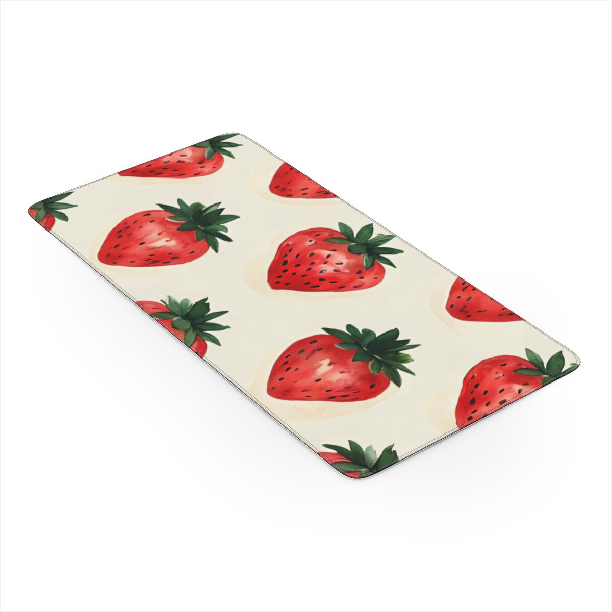 Strawberry Watercolor Desk Mat | Coquette Cottagecore Mouse Pad