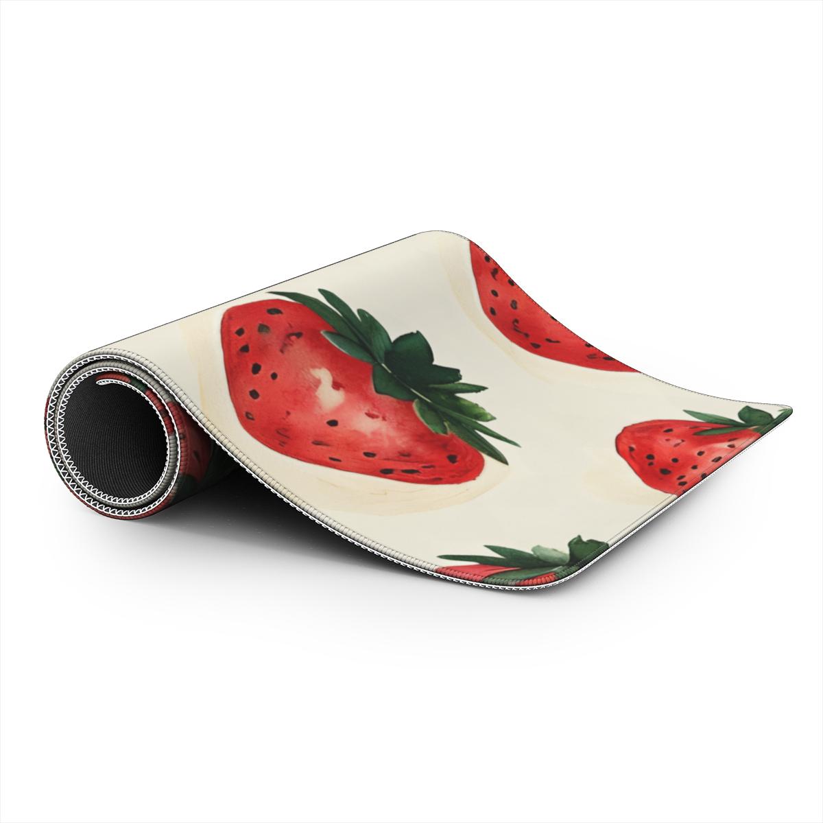 Strawberry Watercolor Desk Mat | Coquette Cottagecore Mouse Pad