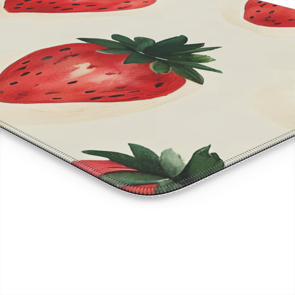 Strawberry Watercolor Desk Mat | Coquette Cottagecore Mouse Pad