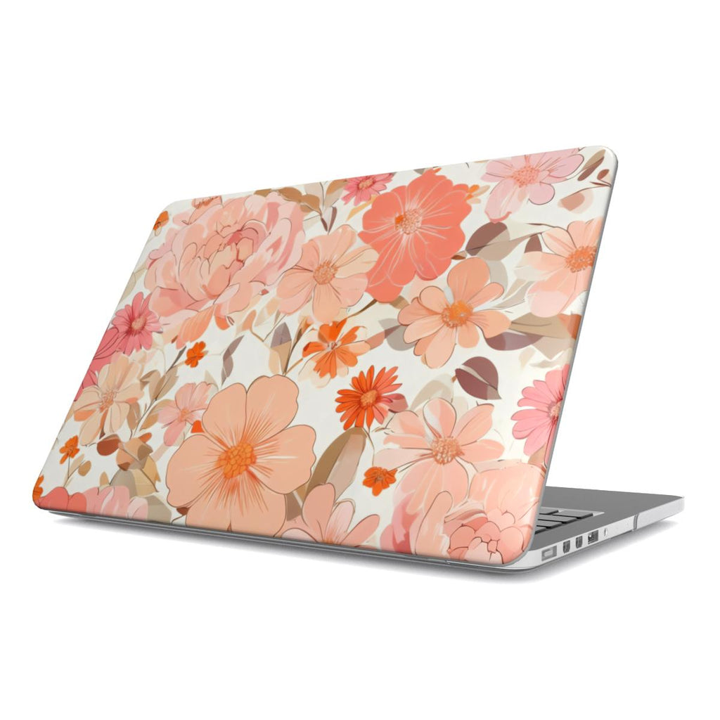 Peach Floral MacBook Case | Pink Coral Hardshell Cover for MacBook Air and Pro