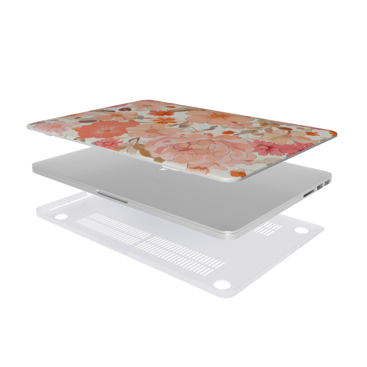 Peach Floral MacBook Case | Pink Coral Hardshell Cover for MacBook Air and Pro