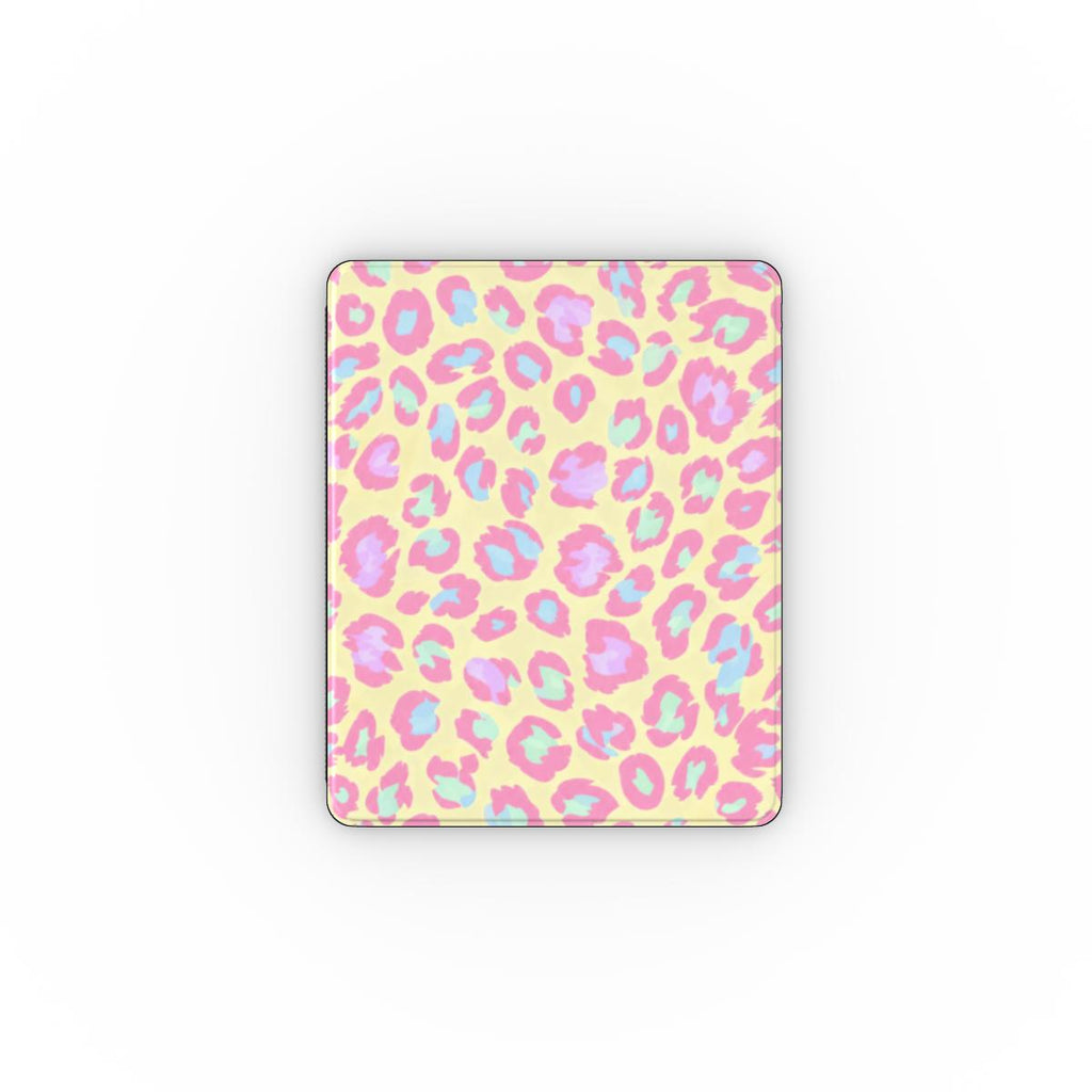 Pastel Leopard iPad Case | Pink Coral Mint Vegan Leather Cover with Pencil Slot