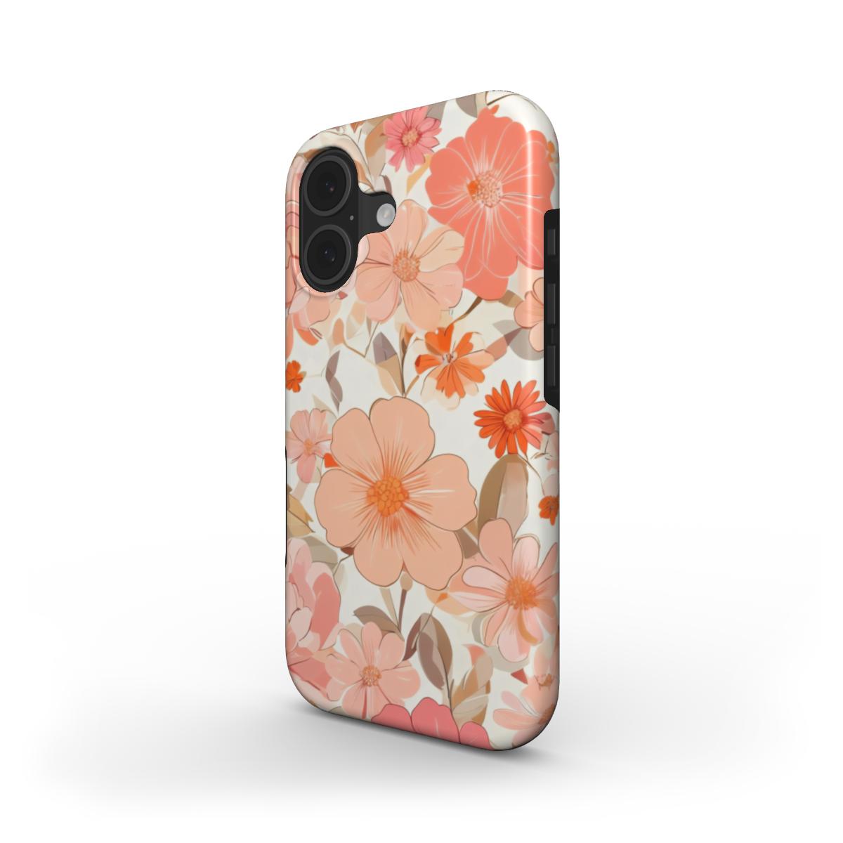 Peach Floral MagSafe Tough Phone Case