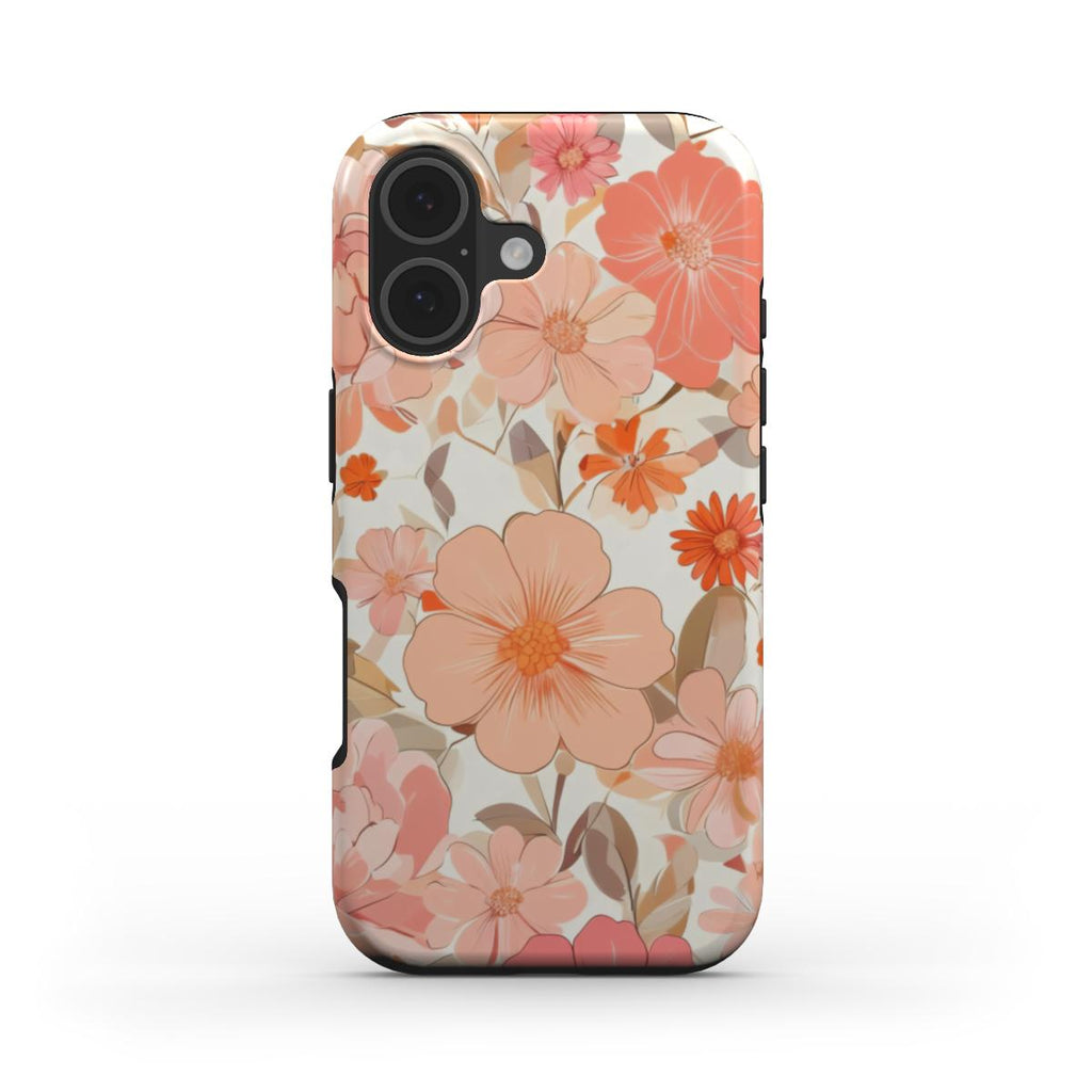 Peach Floral MagSafe Tough Phone Case