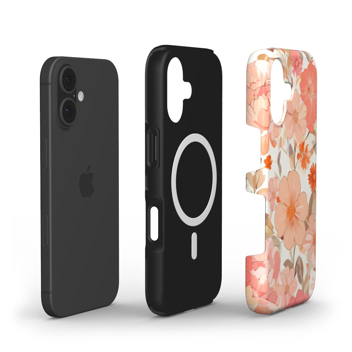 Peach Floral MagSafe Tough Phone Case