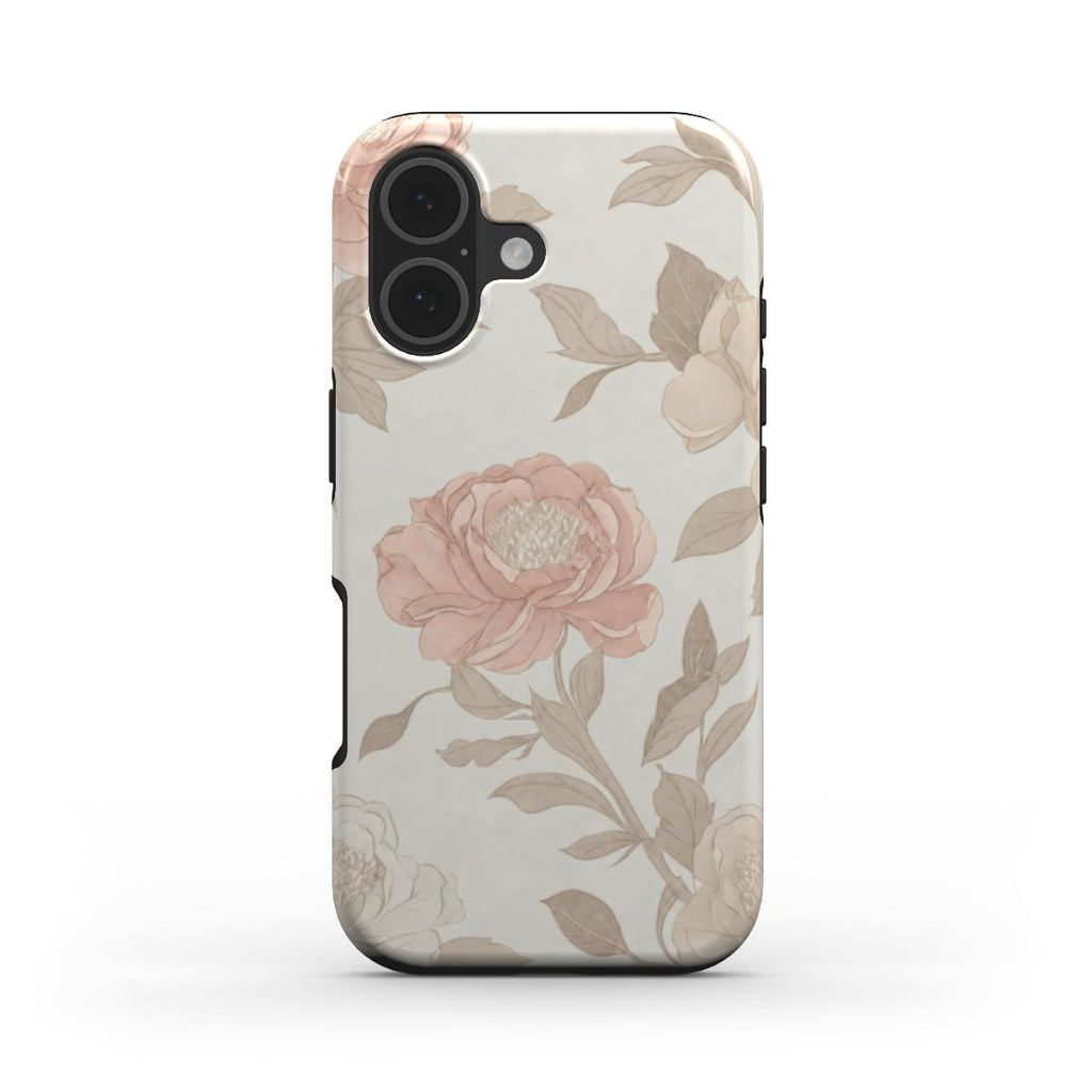 Neutral Rose Vintage Floral MagSafe Tough Phone Case