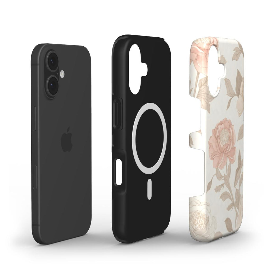 Neutral Rose Vintage Floral MagSafe Tough Phone Case