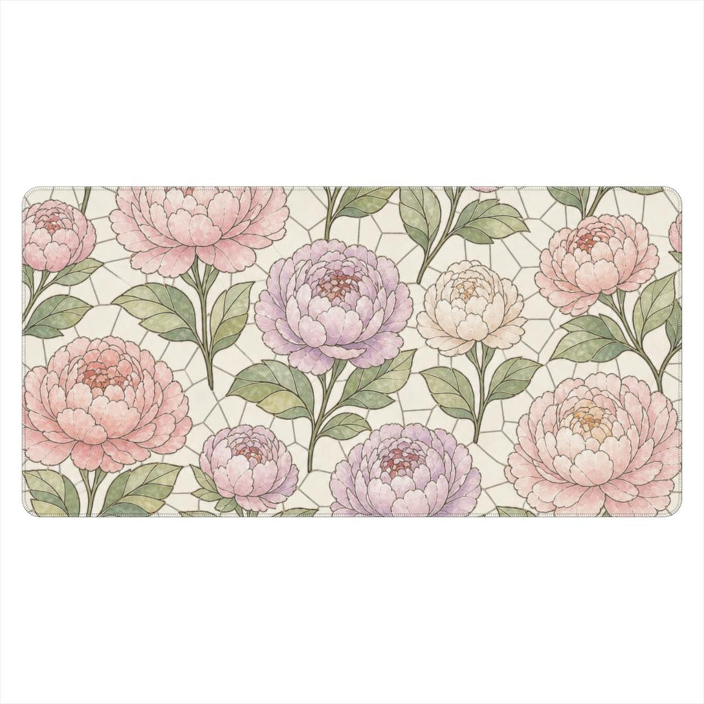 Pretty Peony Stained Glass Window Printed Desk Mat