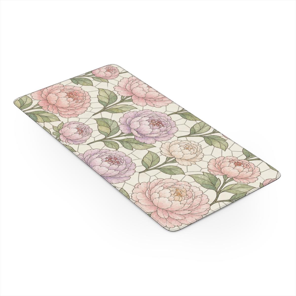 Pretty Peony Stained Glass Window Printed Desk Mat