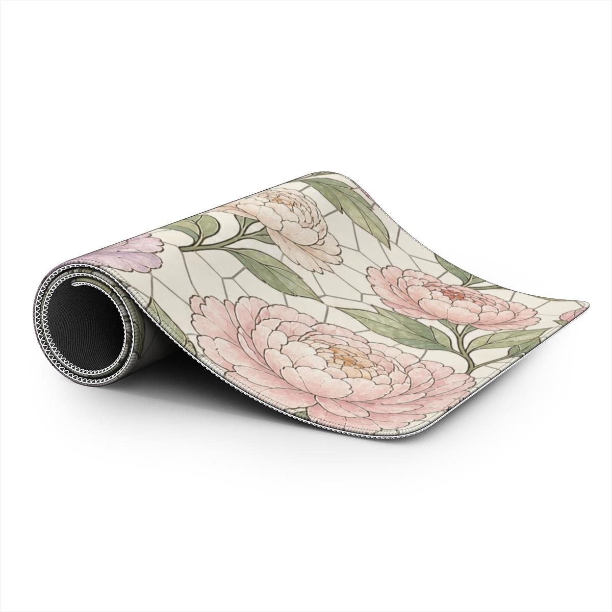 Pretty Peony Stained Glass Window Printed Desk Mat