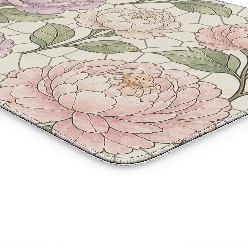 Pretty Peony Stained Glass Window Printed Desk Mat