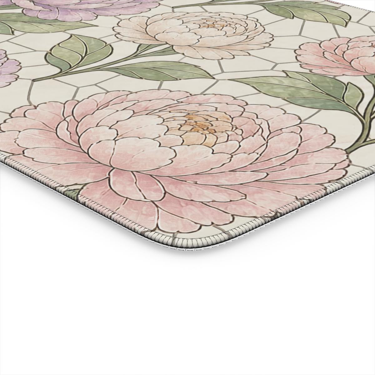 Pretty Peony Stained Glass Window Printed Desk Mat