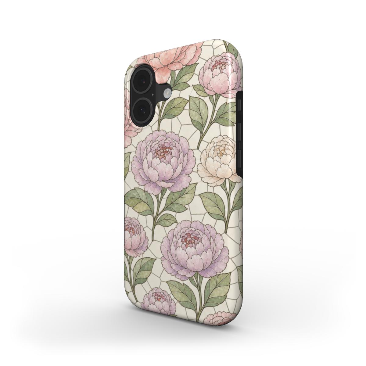 Pretty Peony Stained Glass Printed MagSafe Tough Phone Case