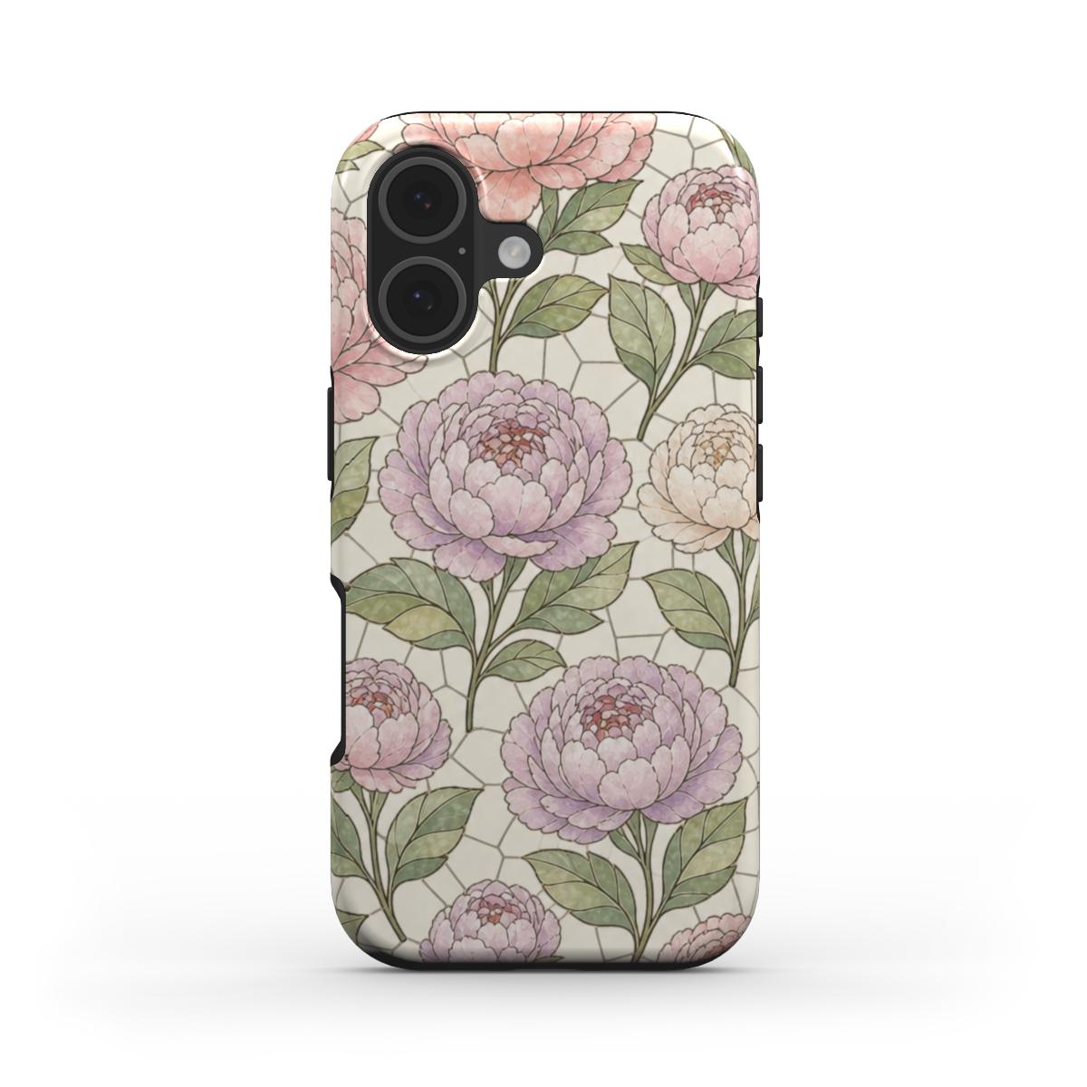 Pretty Peony Stained Glass Printed MagSafe Tough Phone Case