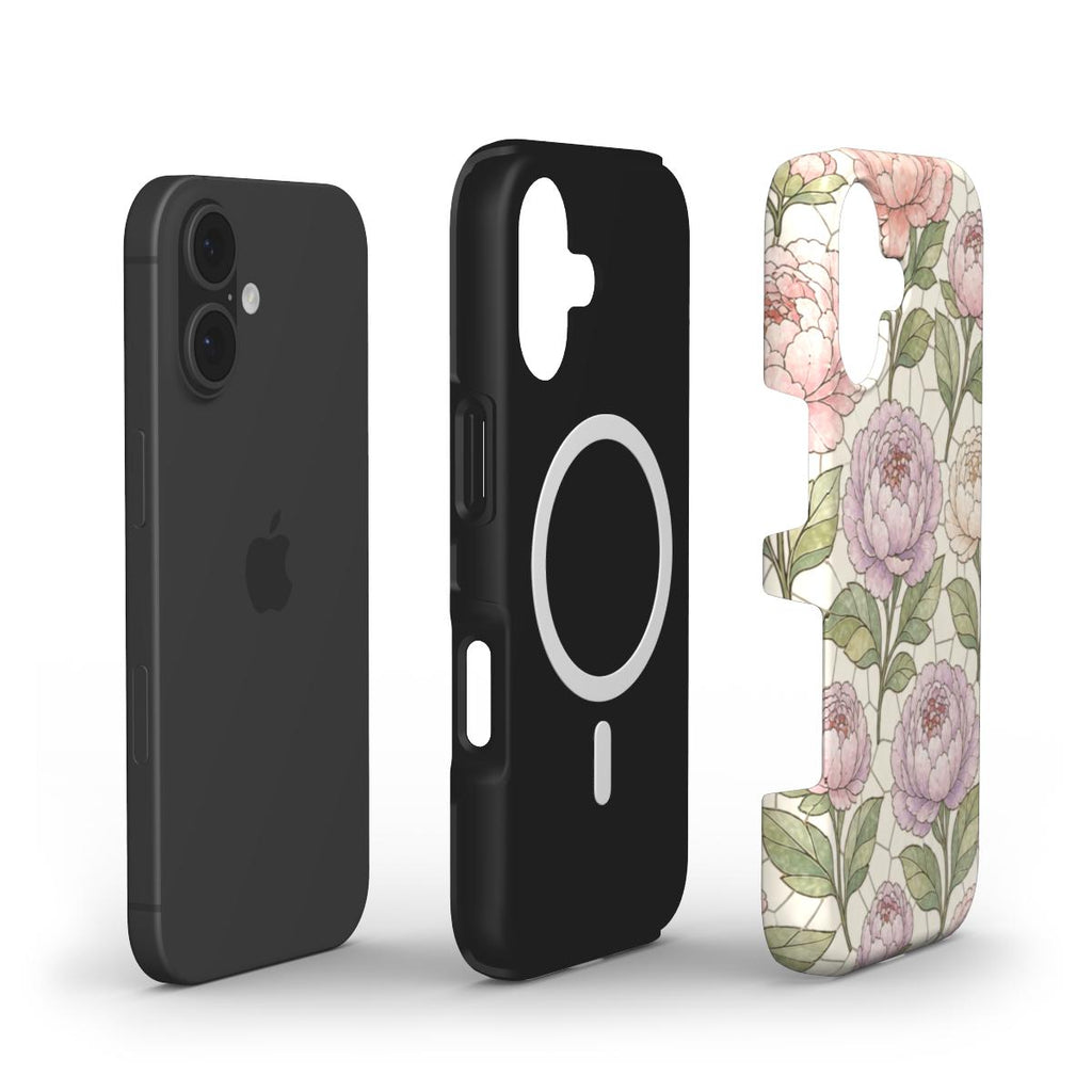 Pretty Peony Stained Glass Printed MagSafe Tough Phone Case