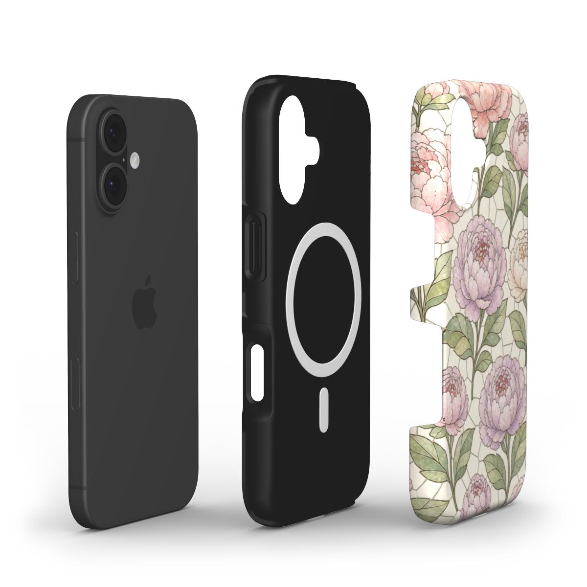 Pretty Peony Stained Glass Printed MagSafe Tough Phone Case
