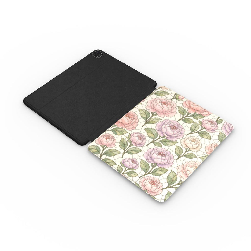 Pretty Peony Stained Glass Printed Apple iPad Case
