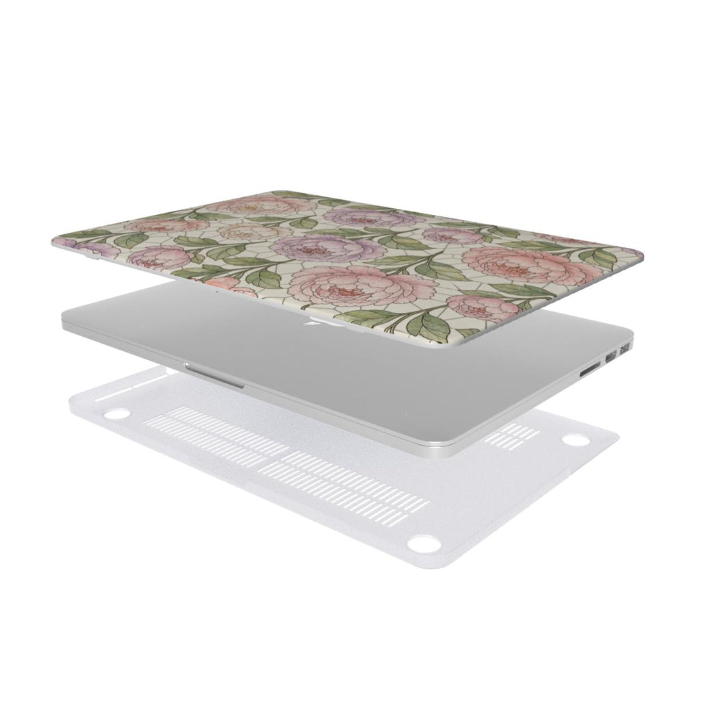 Pretty Peony Stained Glass Printed MacBook Case