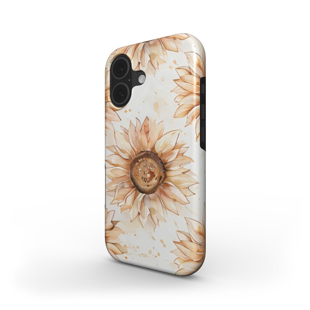 Sunkissed Sunflower Phone Case — Watercolor Floral MagSafe Tough Cover