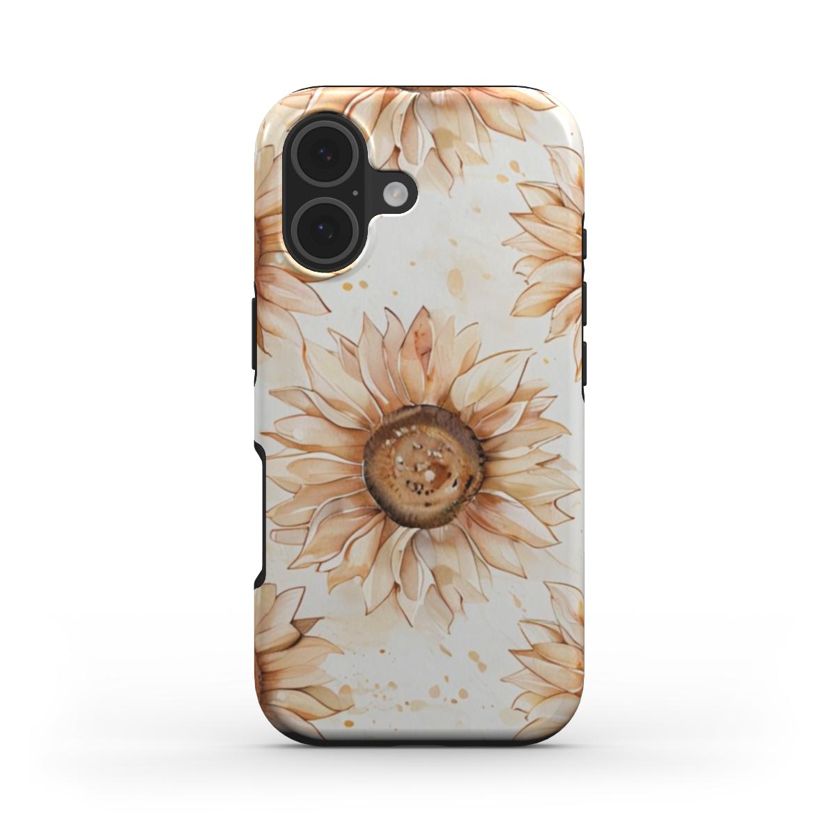 Sunkissed Sunflower Phone Case — Watercolor Floral MagSafe Tough Cover