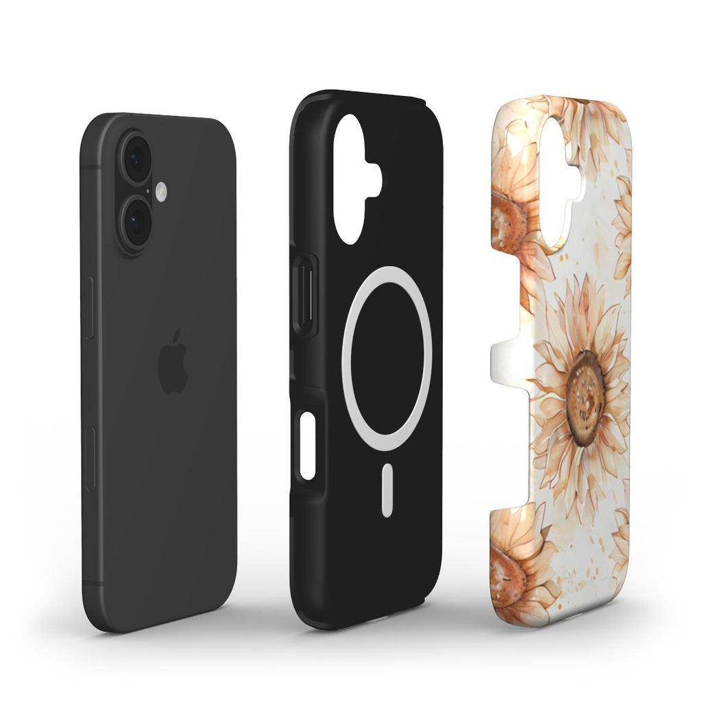 Sunkissed Sunflower Phone Case — Watercolor Floral MagSafe Tough Cover