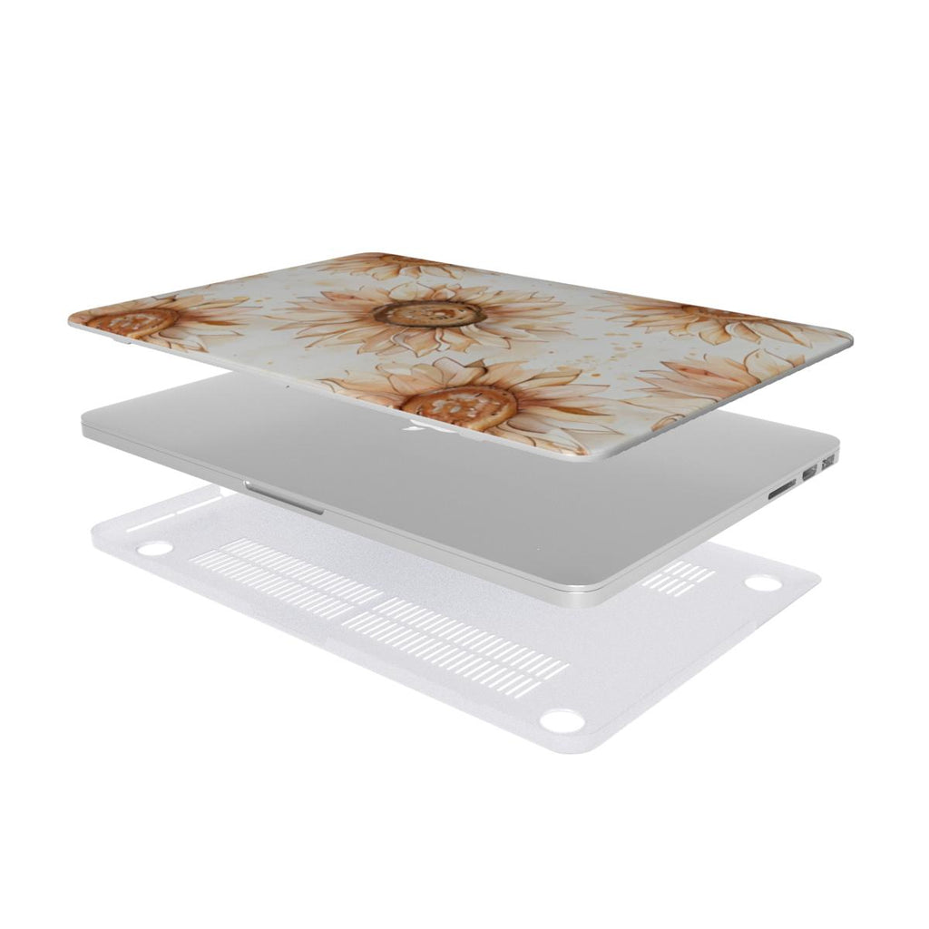 Sunkissed Sunflower MacBook Case — Watercolor Floral Hardshell Laptop Cover