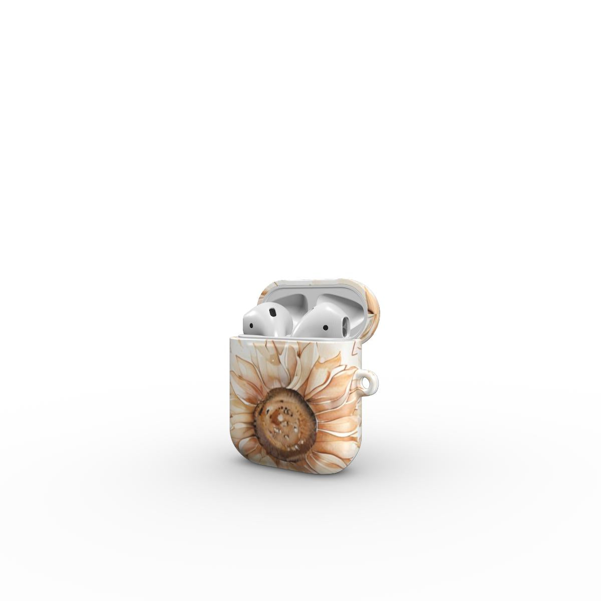 Sunkissed Sunflower AirPods Case — Watercolor Floral Tough Earbud Cover