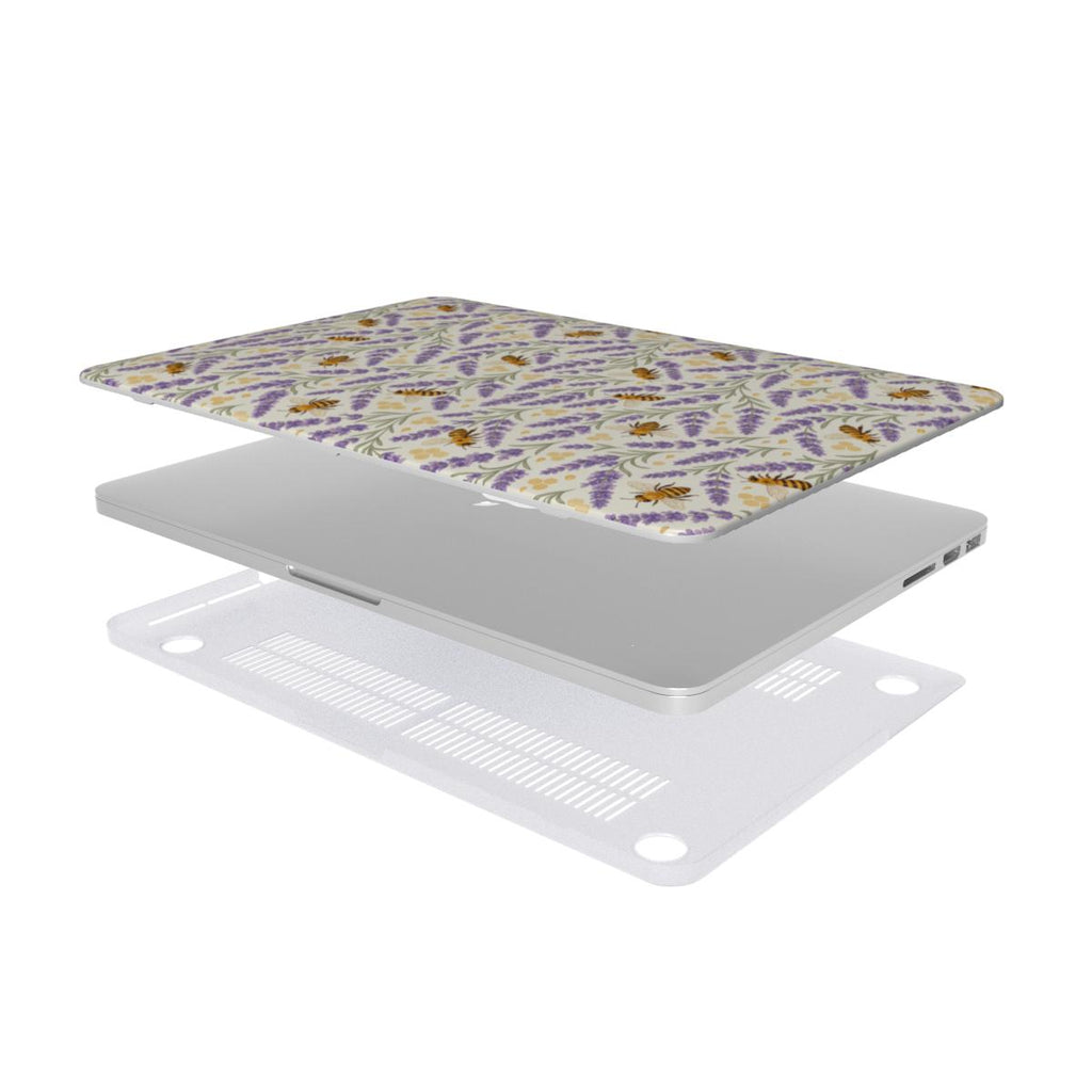 Lavender Honey MacBook Case — Watercolor Lavender & Bee Hardshell Laptop Cover