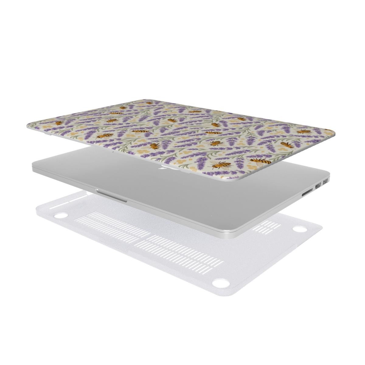 Lavender Honey MacBook Case — Watercolor Lavender & Bee Hardshell Laptop Cover