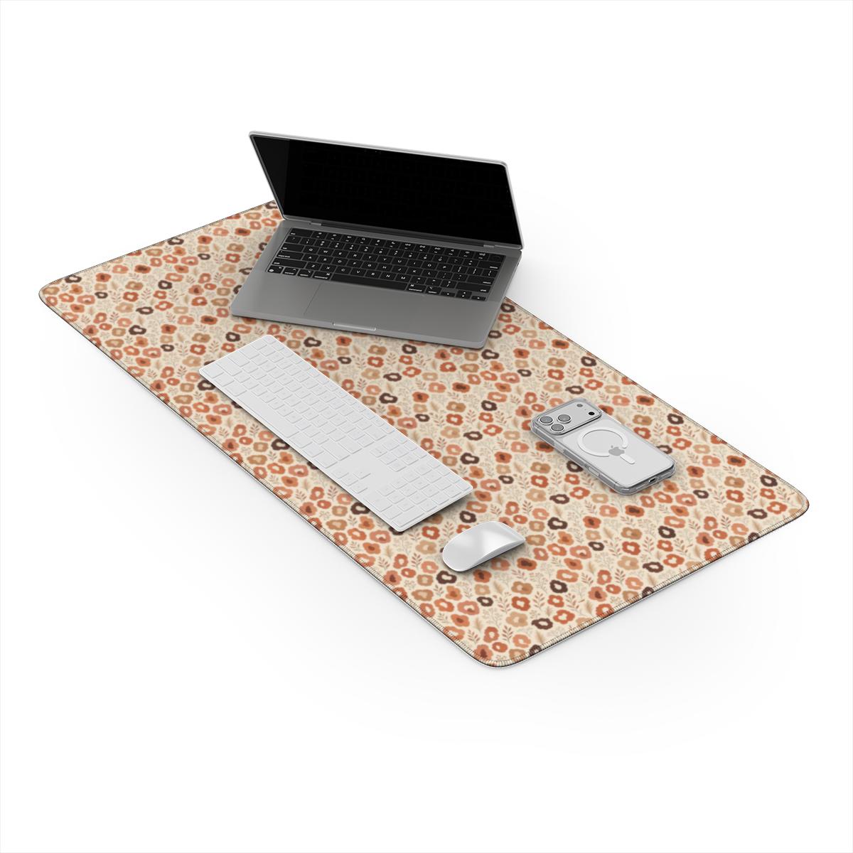 Terracotta Wildflower Desk Mat | Boho Neutral Floral Office Decor
