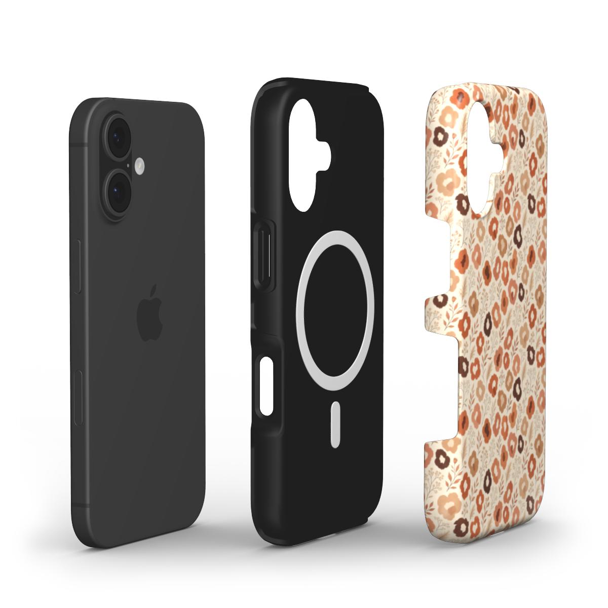 Terracotta Wildflower MagSafe Phone Case | Boho Neutral Floral Tough Cover