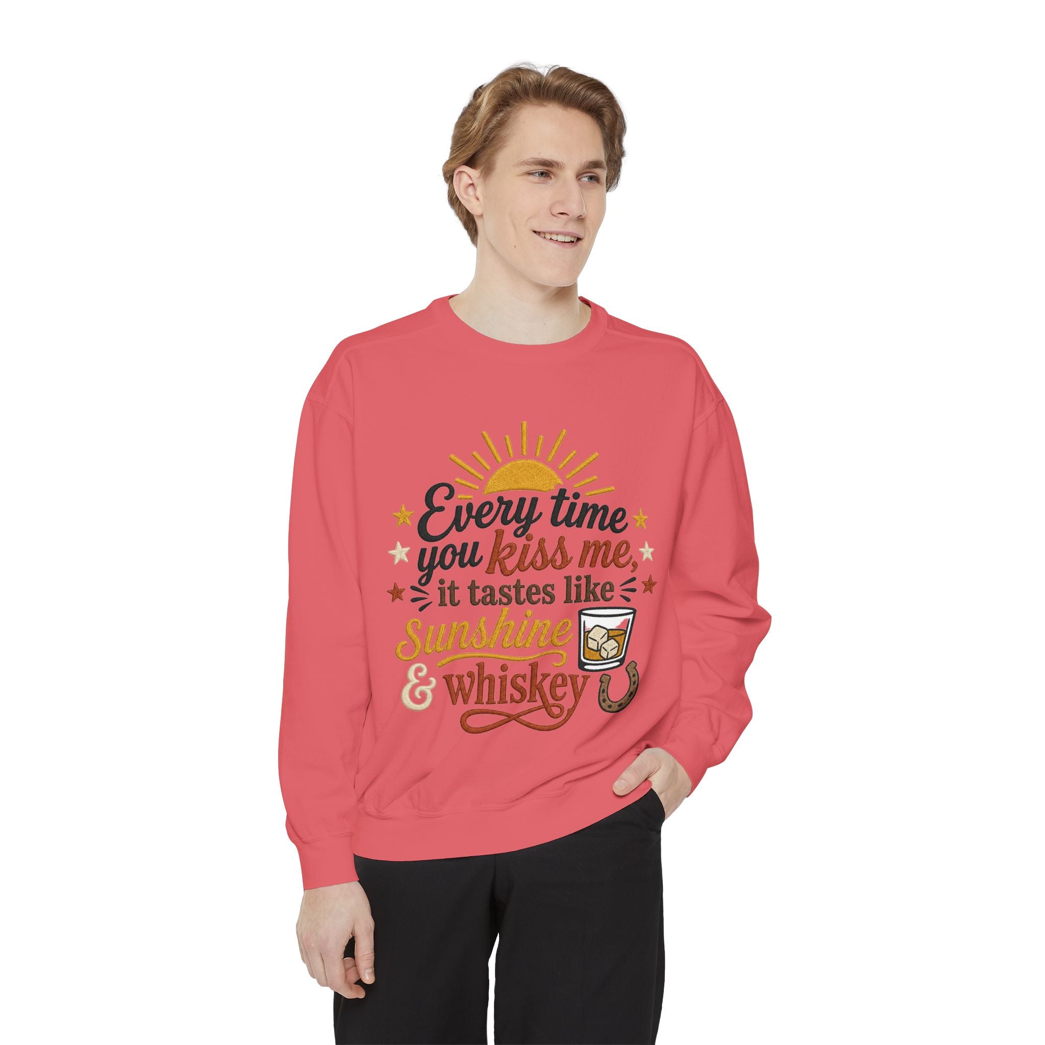 Sunshine & Whiskey Every Time You Kiss Me sweatshirt | Country Western Typography