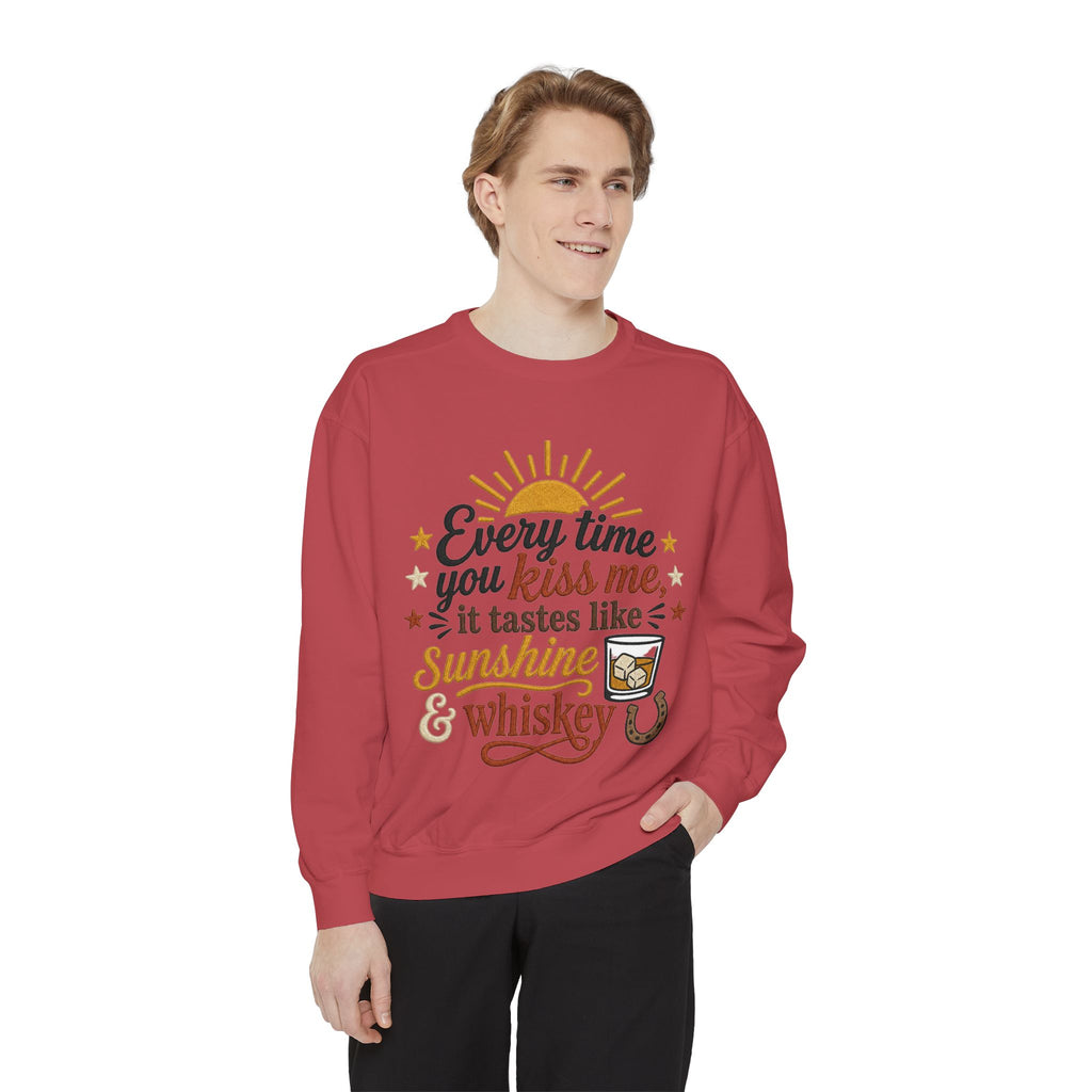 Sunshine & Whiskey Every Time You Kiss Me sweatshirt | Country Western Typography