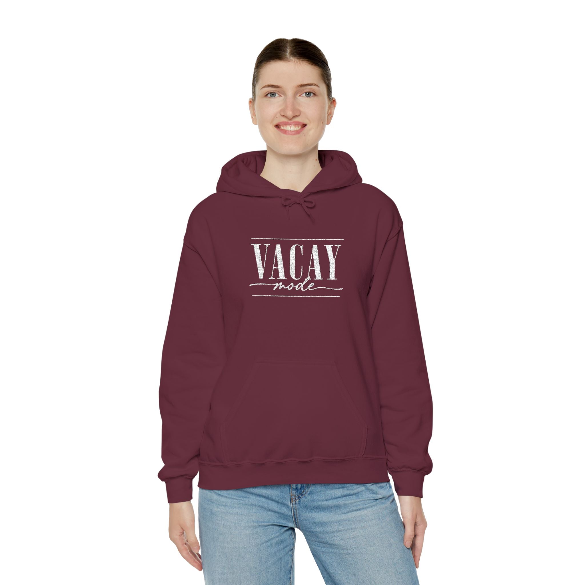 Vacay Mode Embroidered Hoodie — Vacation Travel Sweatshirt