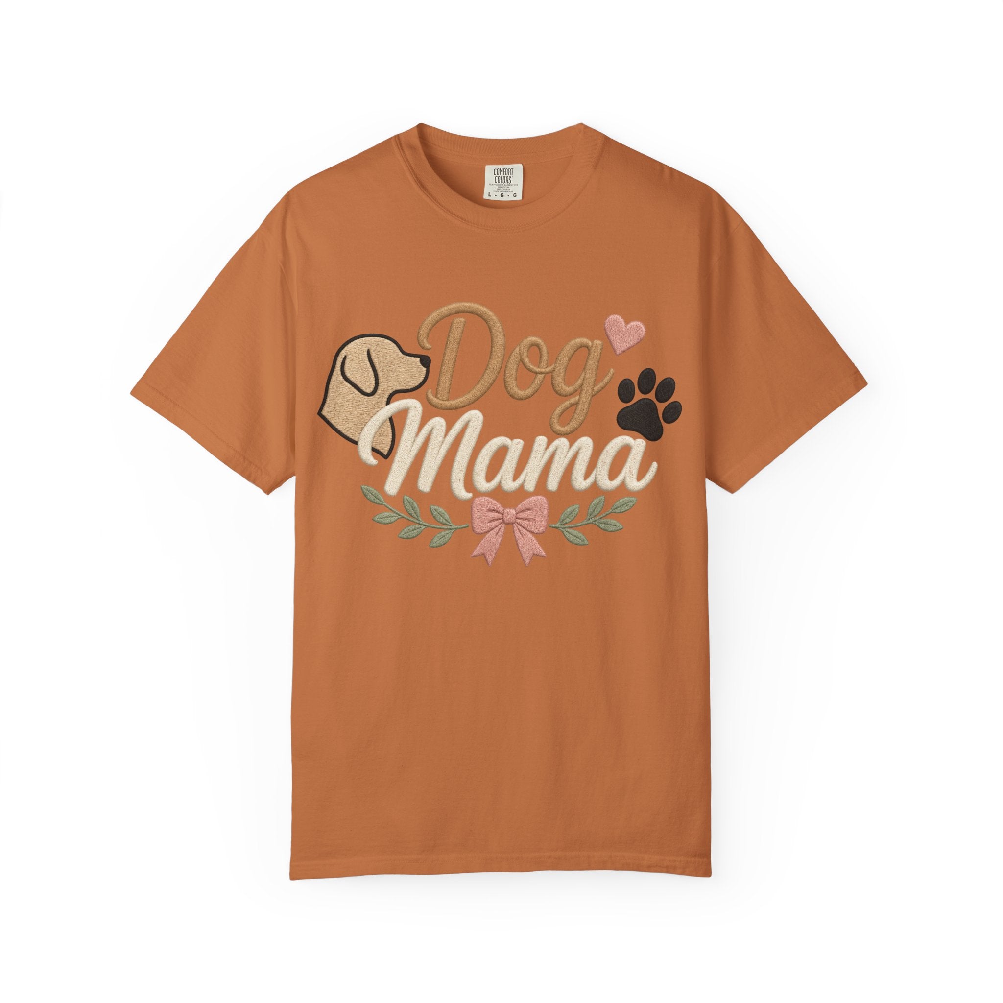 Dog Mama Paw Print embroidered patchwork T-shirt | Dog Mom Shirt