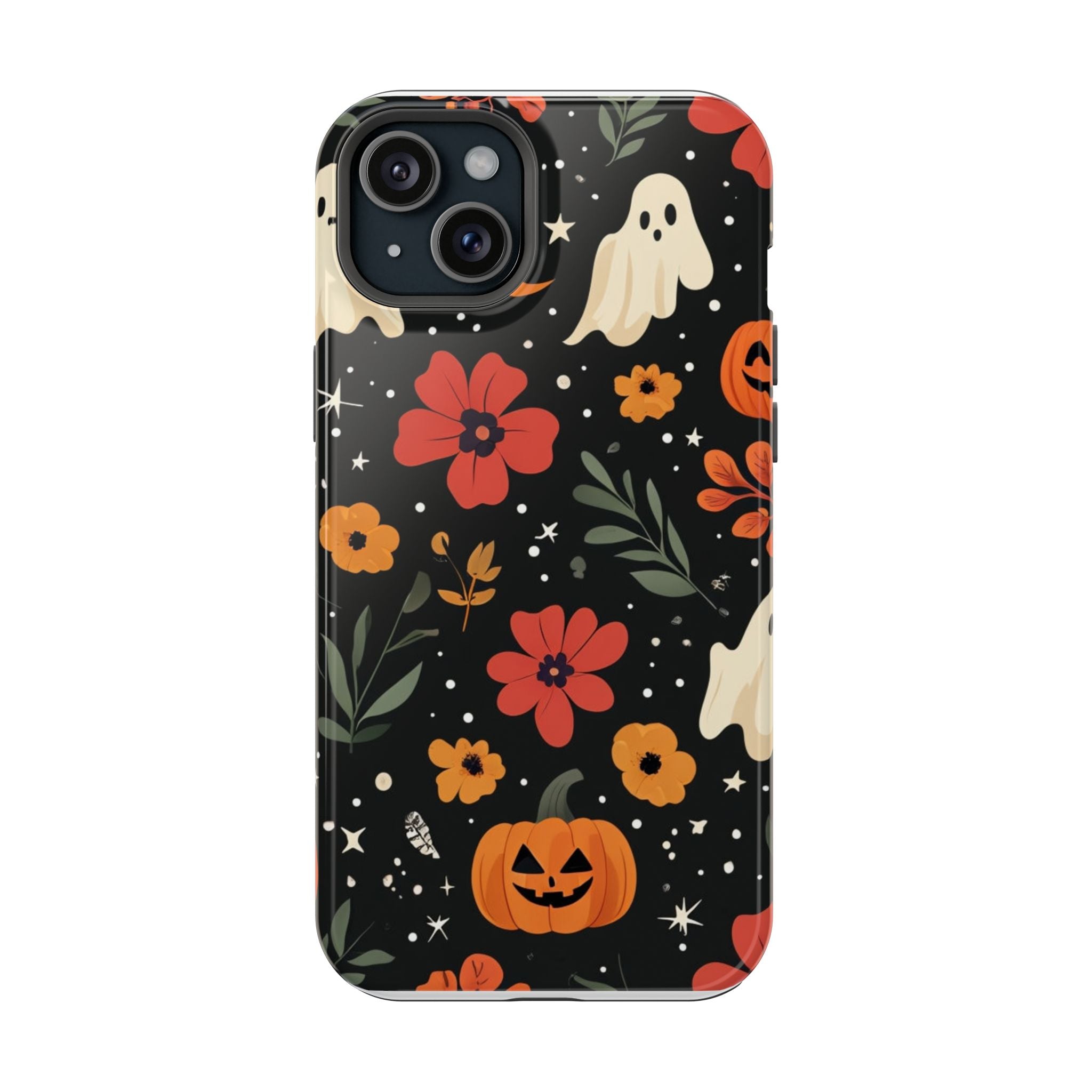 Halloween Ghost & Pumpkin Floral Phone Case — Spooky Cottagecore MagSafe Tough Cover