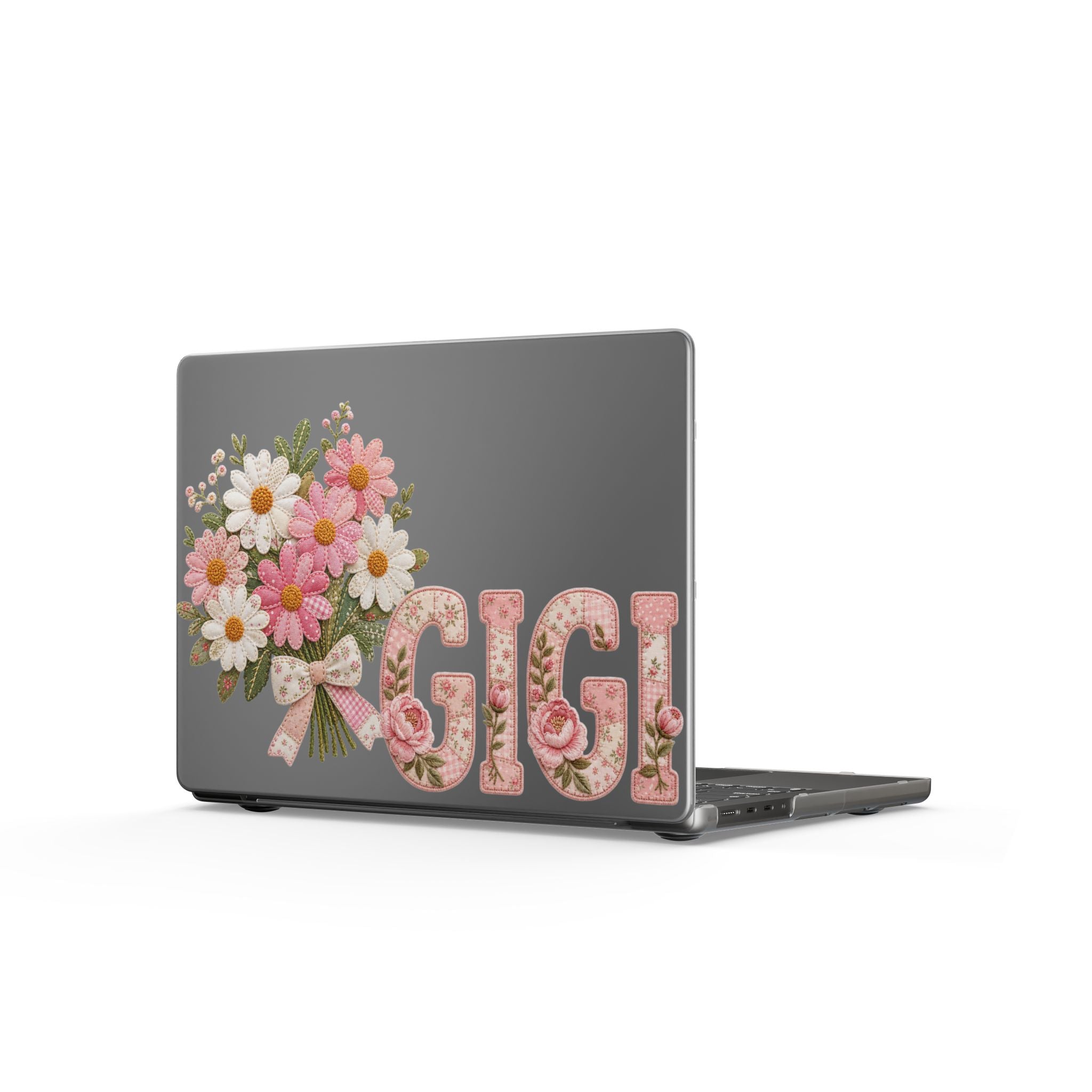 Personalized Gigi Laptop Sleeve | Floral Laptop Case for Grandma | Pink Patchwork Grandmother Gift | Custom Gigi Computer Sleeve