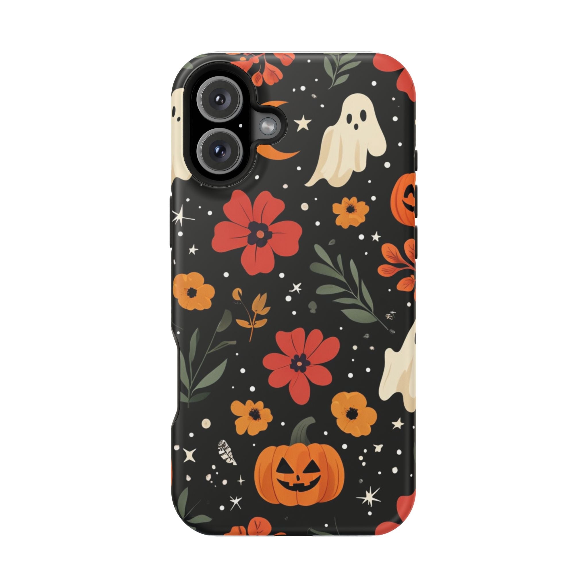 Halloween Ghost & Pumpkin Floral Phone Case — Spooky Cottagecore MagSafe Tough Cover